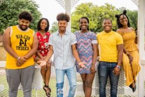 The officers of HSU’s Black Student Union, Proven, pose for a photo by Anderson Lawn.